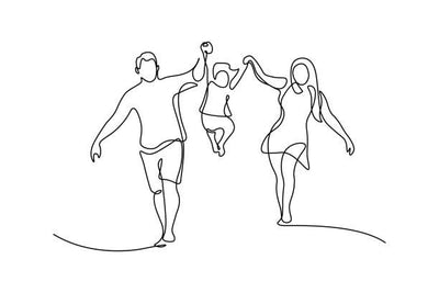 Famille dessinée d'un seul trait